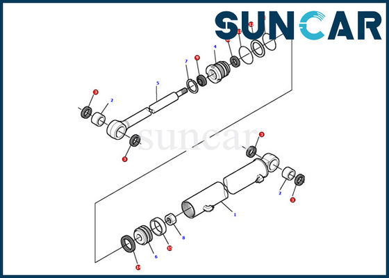 878000497 Boom Swing Cylinder Seal Kit Komatsu Excavator PC12R-8 طقم ختم إصلاح داخلي