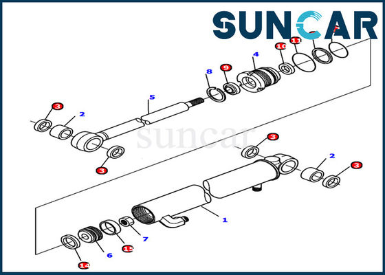 878000500 ذراع ختم الاسطوانة عدة كوماتسو الهيدروليكية قطع غيار الاسطوانة يناسب PC12R-8 طوقا كيت