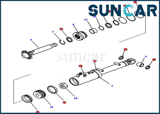 D65EX-16 كوماتسو 707-99-43320 طقم خدمة إمالة وإسطوانة الملعب