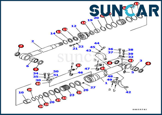 PC180LC-7-E0 Komatsu 707-99-38760 Boom Cylinder Seal Kit حفارة خدمة عدة أجزاء ختم الزيت الداخلي