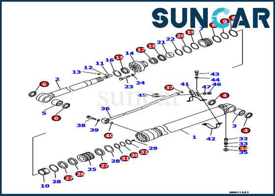707-99-45170 كوماتسو حفارة هيدروليكي إصلاح أجزاء Pc130-8 نموذج الذراع ختم اسطوانة كيت