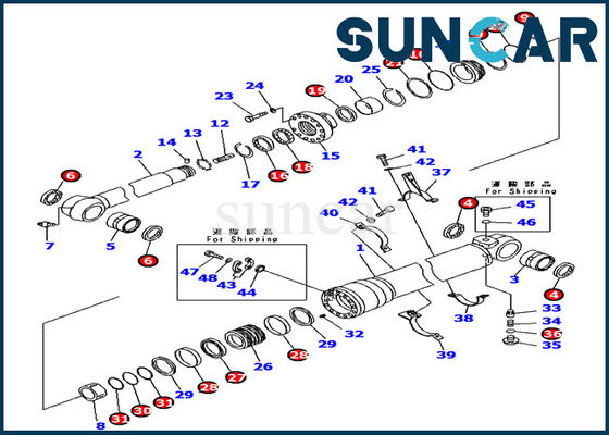 707-99-46420 Komatsu PC160LC-7-E0 Arm Cylinder Seal Kit قطع غيار هيدروليكية طقم خدمة حفارة