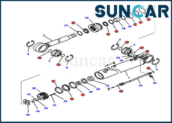 707-99-36720 Dozer Blade Blade Angle Cylinder Seal Repair Kit يناسب D65EX-16 D65PX-16 كوماتسو
