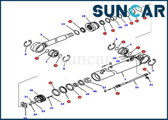D65WX-16 طقم ختم أسطوانة الزاوية 707-99-36680 Dozer Komatsu Cylinder Repair Kit
