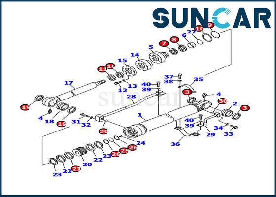 707-99-24730 Komatsu Excavator Sealing Kit مقاومة الزيت PC130F-7 أطقم إصلاح أسطوانة دلو