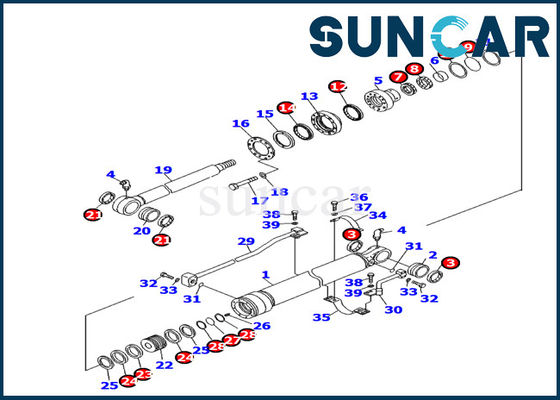 707-99-24740 طقم ختم الأجزاء الداخلية لأسطوانة دلو يناسب PC130F-7 أطقم إصلاح حفارة كوماتسو