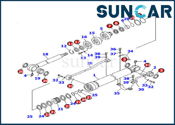707-99-27470 Komatsu Bucket Cylinder Service Kit طقم إصلاح الختم لاستبدال حفارة PC130F-7