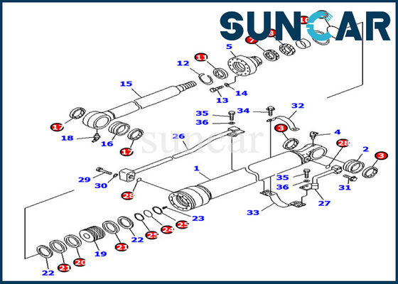 مقاومة الزيت 707-99-27500 طقم ختم أسطوانة دلو PC130F-7 طقم ختم حفارة كوماتسو