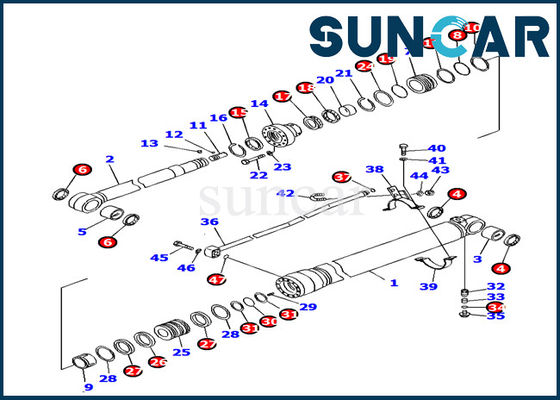 707-99-38780 الذراع ختم اسطوانة عدة كوماتسو PC138US-8 ختم طقم إصلاح حفارة استبدال