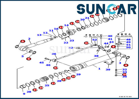 707-99-38820 كوماتسو PC138US-8 حفارة الأجزاء الداخلية الذراع اسطوانة ختم عدة إصلاح الآلات