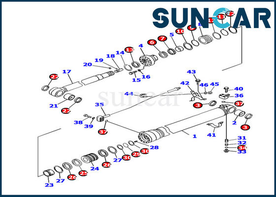 Komatsu 707-99-45180 Arm Cylinder Seal Kit PC130F-7 استبدال طقم خدمة الأجزاء الداخلية للحفارة
