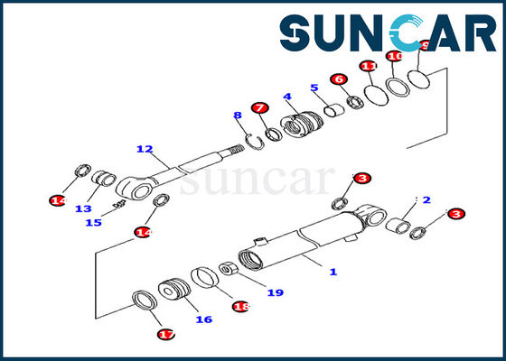 707-98-11220 Komatsu Boom Swing Cylinder Seal Kit PC14R-3 طقم إصلاح أسطوانة هيدروليكية Assy