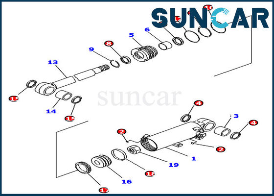 707-98-13900 Komatsu Blade Lift Cylinder Seal Kit يناسب حفارة PC14R-2 PC16R-3 PC18MR-3