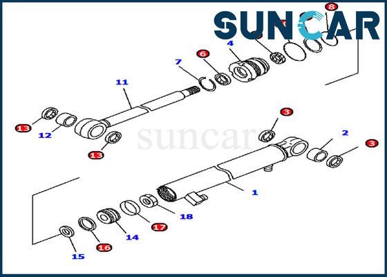 707-98-13970 Arm Cylinder Seal Kit يناسب Komatsu Excavator PC15MR-1 Machinery Service Kit