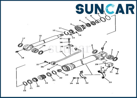 707-98-37110 مجموعة ختم الأسطوانة الهيدروليكية كوماتسو PC150-5 مجموعة خدمة الأسطوانة الداخلية للأجزاء