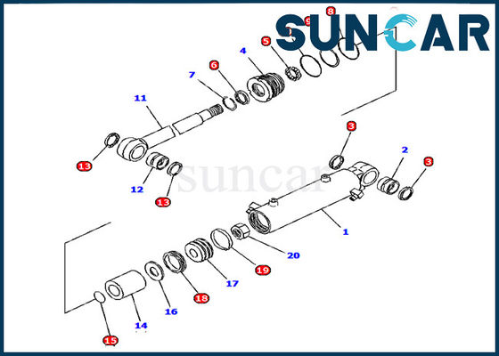 طقم خدمة أسطوانة الشفرة 707-98-12660 طقم ختم الأسطوانة الهيدروليكية Komatsu Excavator PC15R-8