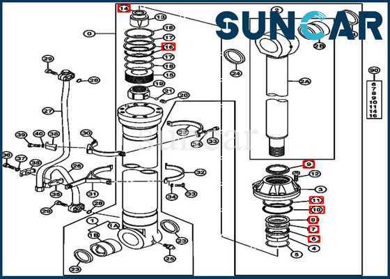 JOHN DEERE 4653040 Boom Cylinder Repair Seal Kit لمعدات حفارة 450DLC 470GLC