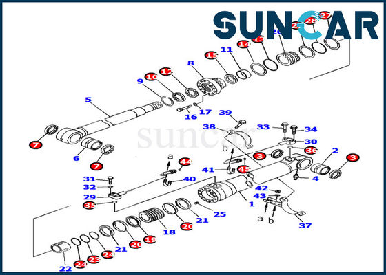 طقم ختم أسطوانة بوم 707-99-38720 يناسب قطع غيار إصلاح الداخلية Komatsu Excavator PC160LC-7