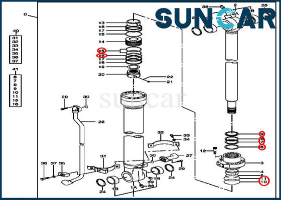 Bucket Seal Kit 4467381 Hydraulic Cylinder Service Kits Applicable to Deere Parts 180 160C