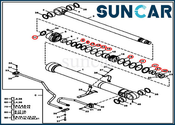 FYA00012899 Boom Cylinder Seal Kit Deere Repair Kits لنماذج معدات حفارة 135G 130G