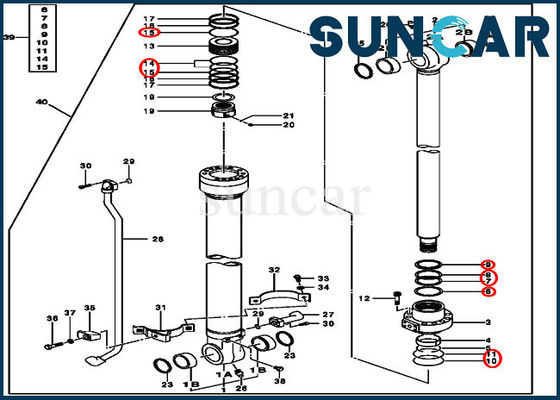 4S00849 طقم خدمة أسطوانة الجرافة الهيدروليكية يناسب أسطوانة John Deere 70.00x100.00