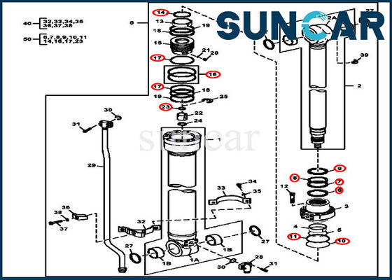 4S00847 ذراع ختم كيت طقم إصلاح حفارة ل 120D 135D 130G جون دير اسطوانة 9288686G