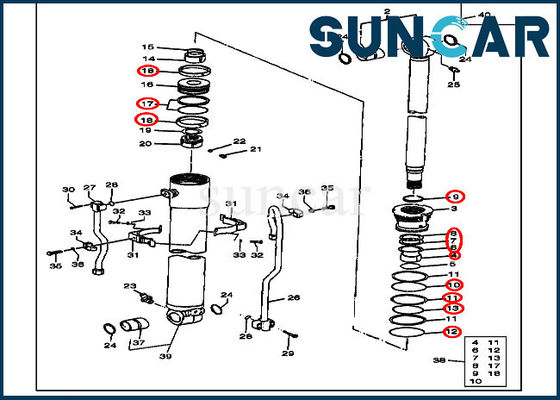 190 Deere Parts AT194439 Cylinder Seal Kit حفارة أطقم إصلاح المعدات الميكانيكية