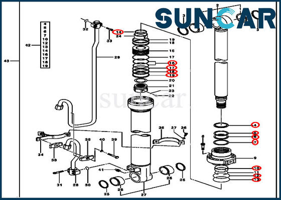 200CLC John Deere AH173444 Arm Cylinder Seal Kit ISO9001 أجزاء المعدات الثقيلة
