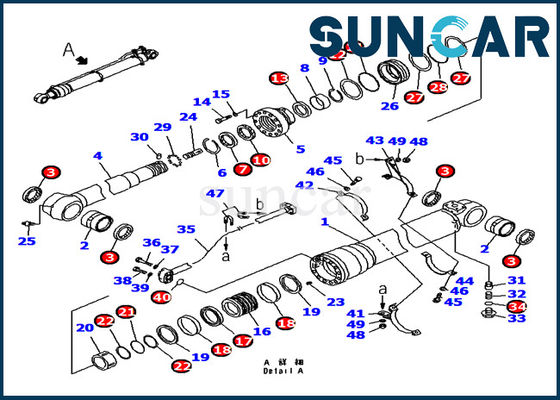 707-98-48610 Komatsu Excavator Seal Kits Arm Cylinder Repair Seal Kit ل PC180 PC200 PC210