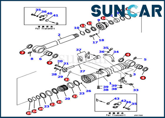 707-99-48710 Komatsu ARM Cylinder Seal Kit اسطوانة الأجزاء الداخلية PC240LC-10 طقم إصلاح حفارة