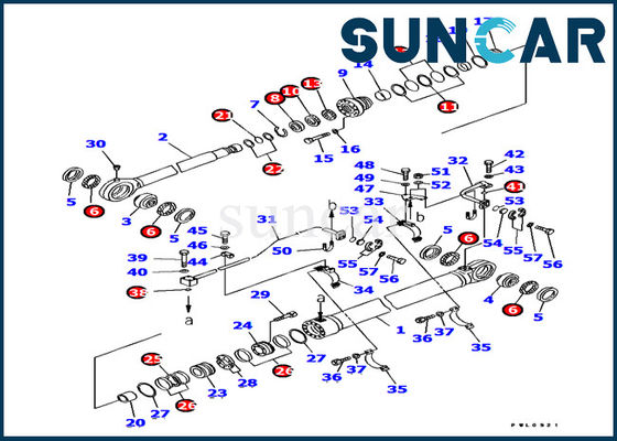707-99-77070 طقم ختم أسطوانة دلو Komatsu Excavator PC1800-6 قطع غيار الإصلاح الداخلية