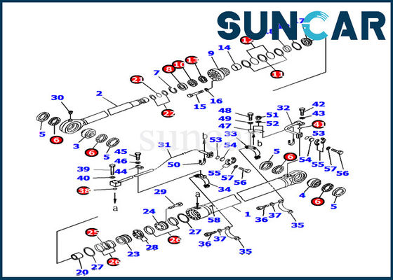 Komatsu PC1800-6 طقم ختم أسطوانة دلو 707-99-77180 طقم خدمة حفارة طقم إصلاح داخلي