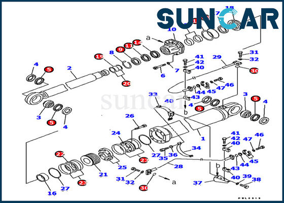 PC1800-6 Boom Cylinder Seal Kit 707-99-87700 يناسب مجموعة خدمة الأجزاء الداخلية لحفارة كوماتسو
