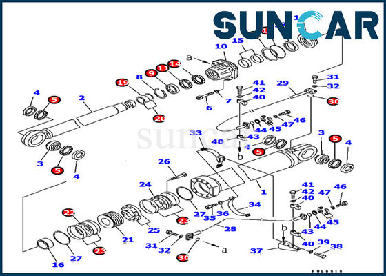 حفار كوماتسو 707-99-87710 بوم أطقم إصلاح أسطوانة هيدروليكية أطقم ختم الزيت يناسب PC1800-6