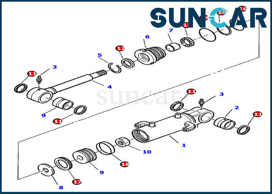 878000393 بليد أسطوانة ختم أطقم PC20-7 كوماتسو حفارة اسطوانة هيدروليكية Assy الأجزاء الداخلية