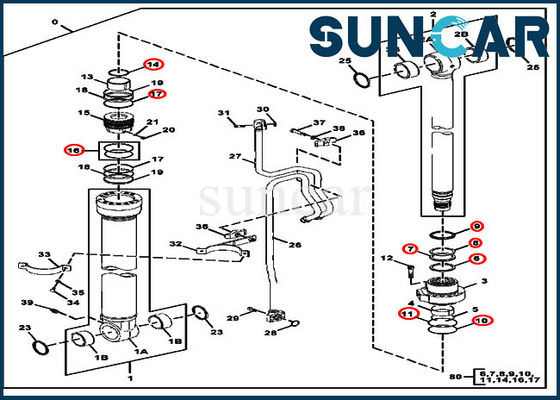FYA00001396 Boom Cylinder Seal Kit Service Kit لـ 245GLC حفارة JOHN DEERE