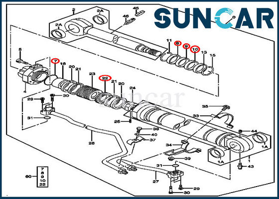 4485615 أطقم إصلاح ختم بوم يناسب 270C LC John Deere Excavator LH / RH Cylinder