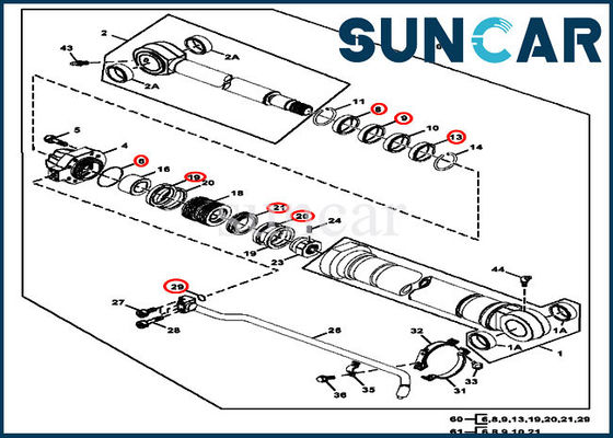 أطقم أسطوانة دلو JOHN DEERE AT264439 طقم ختم هيدروليكي لمعدات حفارة 270CLC 270LC