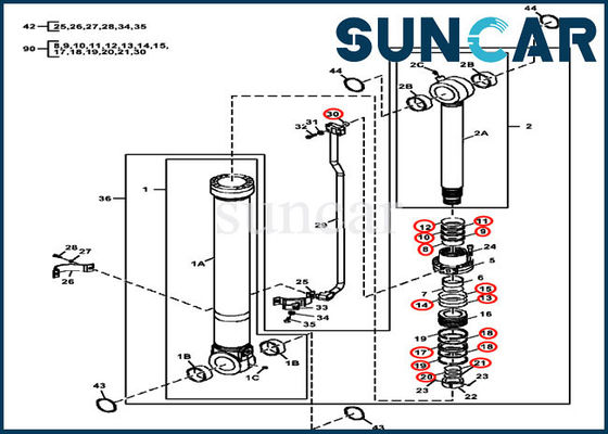 FYA00010735 طقم خدمة حفارة John Deere مكونات أسطوانة دلو هيدروليكية