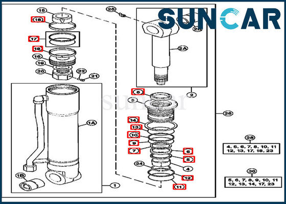 4369769 John Deere Arm Sealing Kit طقم ختم إصلاح هيدروليكي لقطع غيار ماكينات البناء 290D