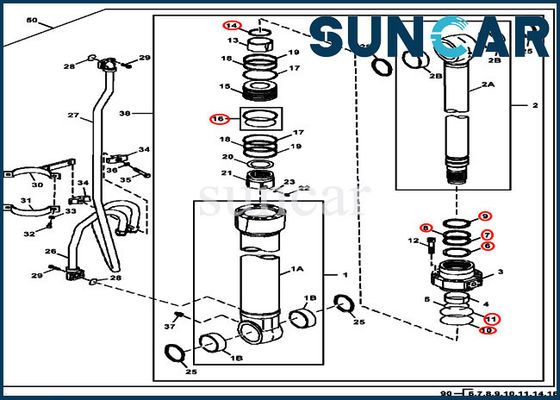 4S00783 JOHN DEERE Boom Repair Sealing Kit مكونات الأسطوانة تناسب حفارة 380GLC 350GLC