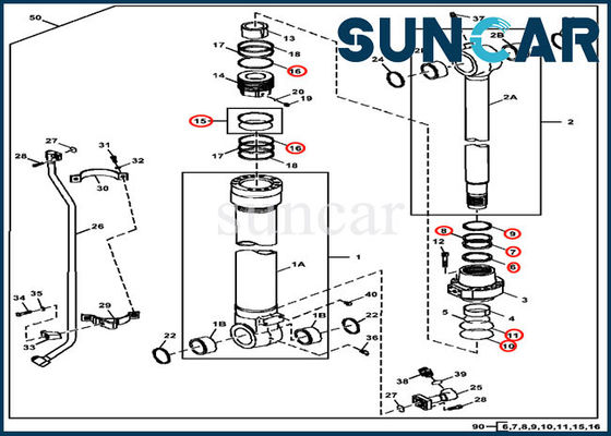 FYA00001398 طقم إصلاح ختم أسطوانة الجرافة ISO9001 3754D 350DLC John Deere Service Kit