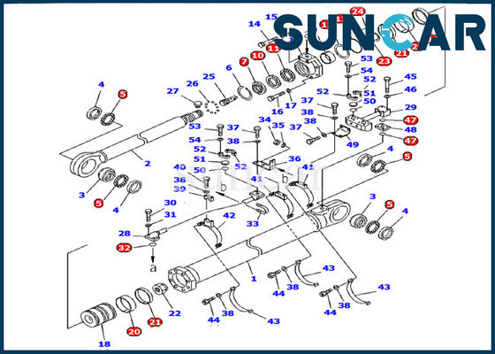 Komatsu Excavator PC1600-1 نموذج ذراع أسطوانة ختم عدة 707-99-85200 أجزاء إصلاح داخلي هيدروليكي