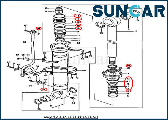 أطقم خدمة مجموعة أدوات ختم أسطوانة ذراع الرافعة AT196471 لمعدات طرازات 450CLC 550LC Deere