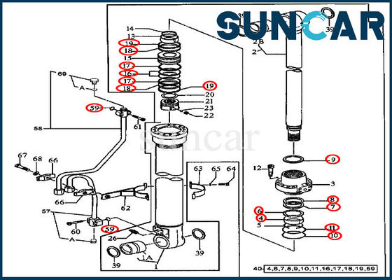 طقم ختم بديل AT196470 طقم ختم زيت أسطوانة ذراع الرافعة لمعدات 490E John Deere