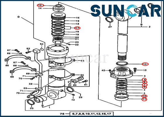 طقم ختم زيت الأسطوانة الهيدروليكية 4438690 طقم ختم دلو يناسب نماذج 550LC John Deere