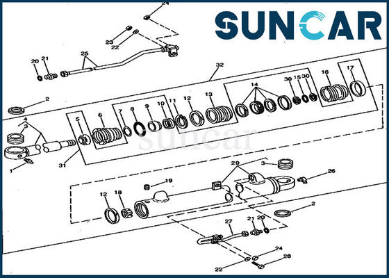 693B 690B JOHN DEERE Cylinder Kits RE12315 حفارة بوم إصلاح ختم كيت