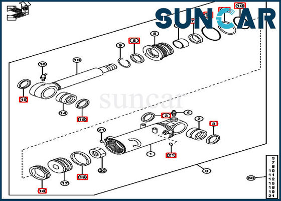 50D Deere Blade Cylinder Kit 4622067 أطقم خدمة الاستبدال الهيدروليكي للحفارة