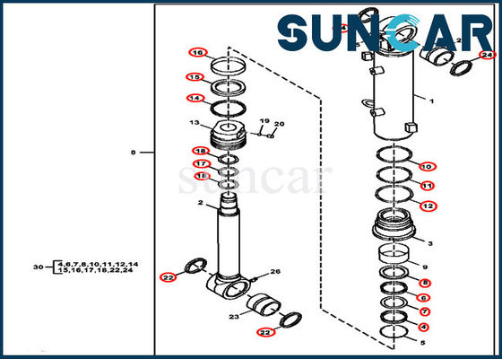 60D 60G Deere Parts FYD00003245 طقم إصلاح الختم بليد أسطوانة ختم عدة