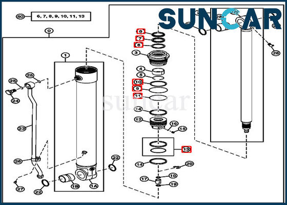 75D 85D JOHN DEERE Seal Kits 4464985 Arm طقم إصلاح أسطوانة هيدروليكية